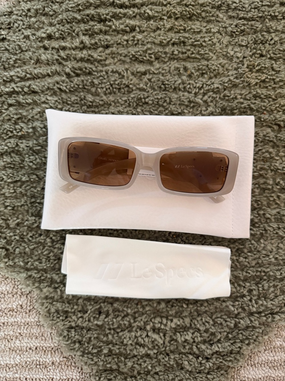 Le Specs Taupe Translucent Frame Sunglasses with Brown Lenses and Gold Accents
